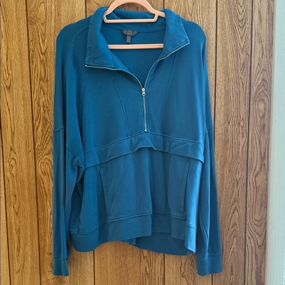 Danskin Tops - Danskin Teal Quarter-Zip Cowl Neck Pullover